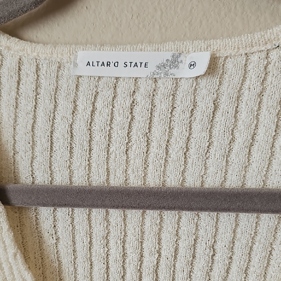 Altar'd State Cream Cardigan with Red Floral Accents - Picture 2 of 4